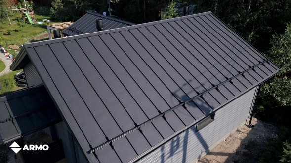 Самозащелкивающаяся кровля ARMO с карнизным подгибом Rooftop Бархат Zn275