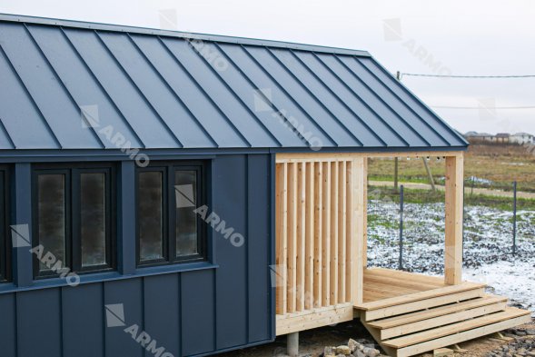Самозащелкивающаяся кровля ARMO с карнизным подгибом Rooftop Бархат Zn275